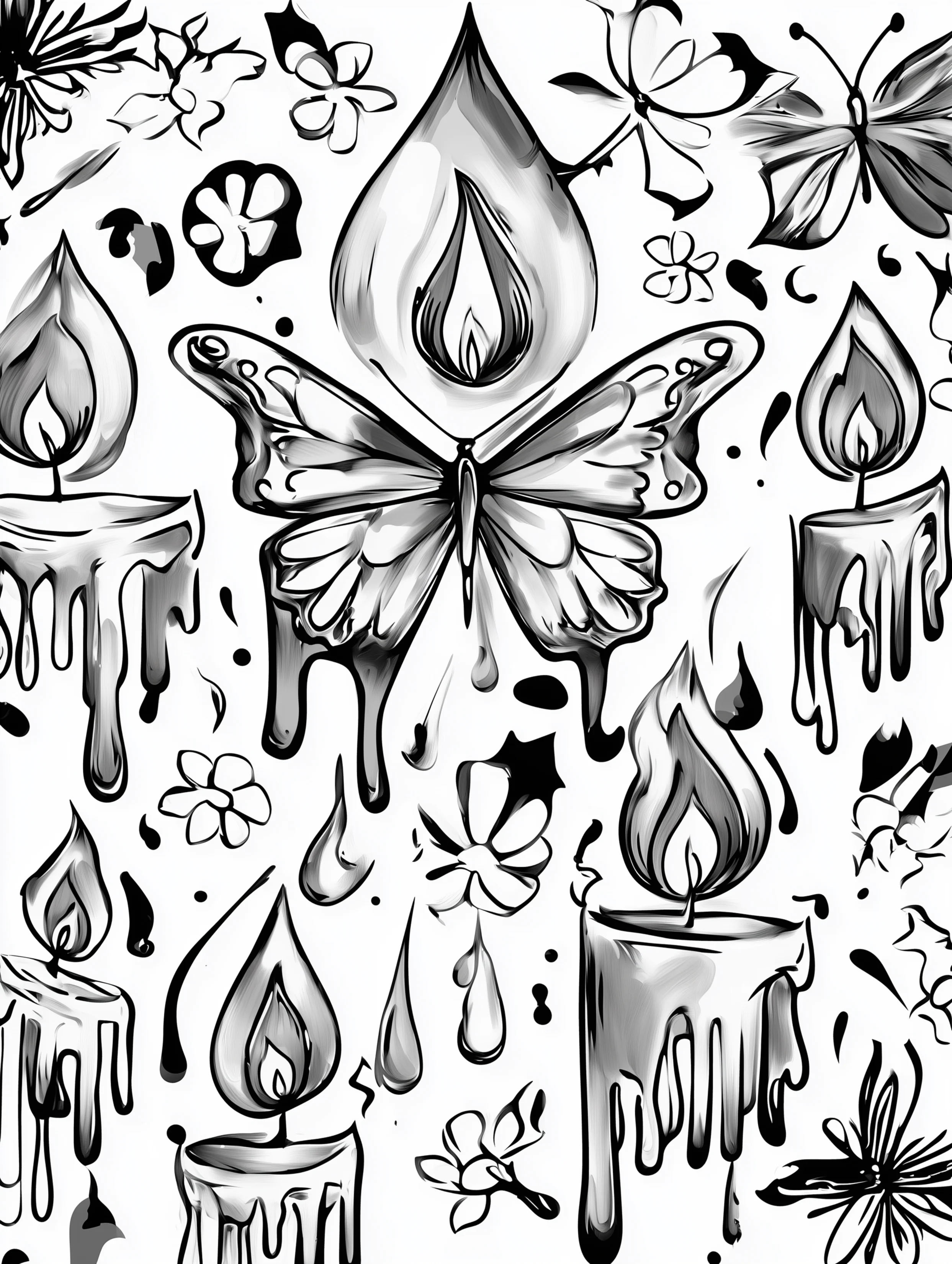 Free printable butterfly coloring page for adults featuring a butterfly with candles